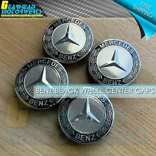 4pcs Mercedes Benz Black Wheel Center Hub Caps Emblem 75mm Amg Laurel Wreath