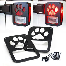 Xprite Steel Rear Tail Light Guard Cover Paw Print For 07-18 Jeep Wrangler Jk