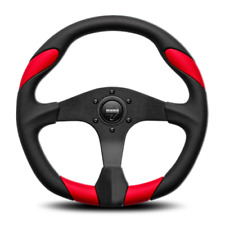 Original Momo Quark 350mm Steering Wheel Black Polyurethane And Red Air Leather