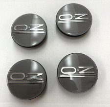 Set Of 4 Oz Racing Aftermarket Wheel Center Cap Carbon Fiber Custom Gray Silver