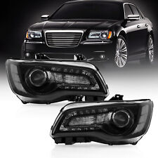 For 2011-2023 Chrysler 300 Headlights Led Drl Projector Black Headlamps Wbulbs