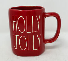Rae Dunn Holly Jolly Coffee Mug White On Red Ll Long Letter Christmas Wsticker