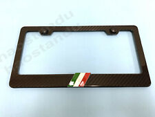 1x Italian Flag 3d Emblem Real 3k Twillweave Carbon Fiber License Plate Frame