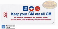70 71 Camaro Chevelle Nova El Camino Air Cleaner Decal Keep Your Gm Car All Gm