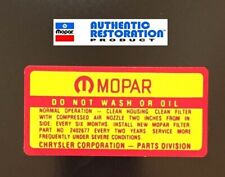 1964 65 66 67 68 Air Cleaner Service Decal Mopar Dodge Plymouth