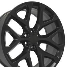 24 Inch Satin Black 5668 Wheels Set Fit Chevy Gmc Snowflake Rims