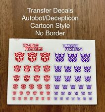 Transformers G1 Symbol Decals Stickers No Border Clear Back Autobot Decepticon