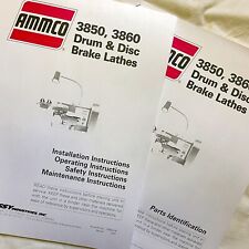 Ammco Operating Maintenance Parts Manuals 3850 3860 Drum Disc Brake Lathes