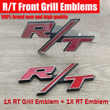 2x Oem For Rt Front Grill Emblems Rt Badge Trunk Rear Red Car Aluminum Decals