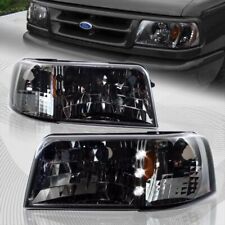 For 1993-1997 Ford Ranger Smoke Lens Led 1-piece Head Lights Wamber Reflector