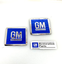 Pontiac 69-72 Gm Embossed Metal Door Jamb Adhesive Decal Badge Foil Sticker Blue