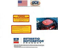 1969 A12 440 Six Pack Rr Super Bee Special Instructions Air Cleaner Decal Set