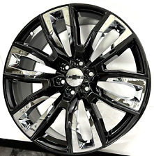 22 Black Chrome Oe 95513 Replica Rims Fit 2023 Chevy Tahoe High Country 6x5.5