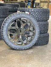 Chrome Snowflake 22 Wheels Rims Nitto Ridge Grappler Tires Chevy Silverado