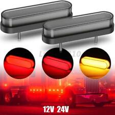 2x 4 Oval Led Truck Led Stop Tail Light Brake Turn Signal Flowing Drl Redamber
