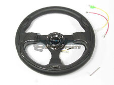Nrg 320mm Sport Leather Steering Wheel Black W Carbon Fiber Inserts 3 Spoke