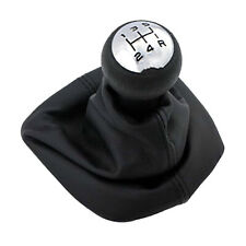 5 Speed Gear Shift Knob Lever Black Chrome Leather Fit For Peugeot 207 307 406