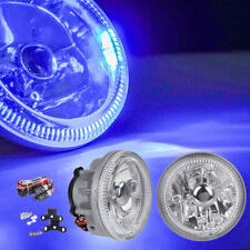 Universal 4 Round Blue Halo Chrome Housing Clear Lens Fog Lights Driving Lamps