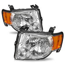 For 2008-2012 Ford Escape Suv Chrome Headlights Assembly Amber Corner Lamps Set