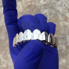 Solid Real 925 Sterling Silver Grillz 8 Top Row Teeth Premade Eight Tooth Grills