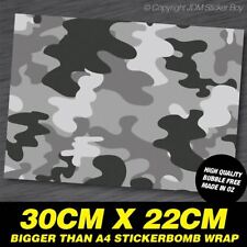 Sticker Bomb Camo Grey Pattern Sheet Wrap 300mm X 220mm