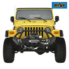 Eag Front Bumper With Winch Plate Black Textured Fit 87-06 Jeep Wrangler Tj Yj