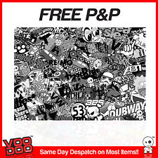 Vw Sticker Bomb Wrap Sheetvehicle Wrapcast Vinyl1m X 1m Vwjdm Blackwhite