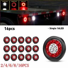 4 Round Redwhite 16-led Truck Trailer Brake Stop Turn Signal Tail Lights Us