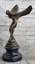 Spirit Of Ecstasy Rolls Royce Hood Emblem Signed Bronze Sculpture Statue Marble