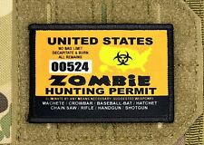 Zombie Hunting Permit Morale Patch Military Badge Tactical Hook Loop 259