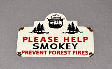Vintage Rare 1956 14 Smokey Bear Forest Porcelain Sign Car Gas Oil Truck Auto