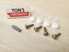 4 Theft Deterrent Auto Security License Plate Screws Stainless Steel White Caps