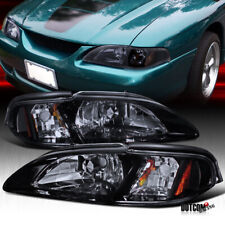 Fit 1994-1998 Ford Mustang Gt Black Smoke Headlights Corner Lamps Leftright