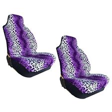 Universal Animal Print Purple Leopard High Back Seat Covers Pair For Cars Trucks