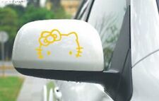 4 X Hello Kitty Car Stickers Yellow Reflective Decal Vinyl Mirror Window Bumper