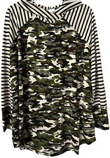 Lularoe Xl Extra Large Amber Camo Camouflage Stripes Womens Top Hoodie Euc