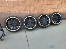 20 Inch Black Rims 5 Lug Universal Low Profile Tires 22535zr20 Set Of 4