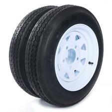 2pcs Trailer Tires Rims 4.80-12 480-12 4.80x12 Lrb 5 Lug White Spoke Wheel