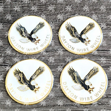 White And Gold Dayton Eagle Wire Wheel Chips Caps Set Of 4 Size 2.25 Inches