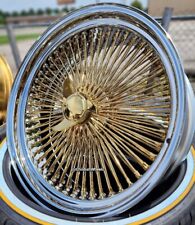20 Inch All Gold Center Chrome Lip 150 Spoke Wire Wheels Rims Spokes 20x8
