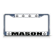 Masonic Mason Moson Logo Chrome Heavy Duty Metal License Plate Frame