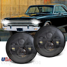 Fit For Plymouth Valiant 1963-1976 Pair 7inch Round Led Headlights Hi Lo Beam H4