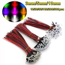 102050100pcs Dc 9-12v Led Pre Wired Light Emitting Diodes Wire 3mm 5mm 10mm