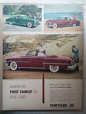Vintage Original 1953 Chrysler New Yorker Convertible Automobile Magazine Ad