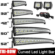 5250423222inch Curved Led Light Bar Driving Truck Suv Tri-row Wire Pods Kit