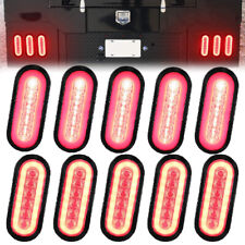 10x Red 6 Led Oval Sealed Truck Trailer Stopturntail Brake Lights Waterproof