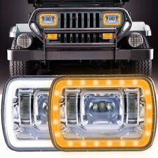 86-95 Fits Jeep Wrangler Yj Head Lights Projector Led Headlights H4 7x6 5x7