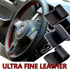 Genuine Ufl Leather Diy Car Steering Wheel Cover Anti-slip For 15 38 Cm Black