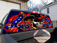 Usa American Skull Truck Suv Rear Window Tint Graphic Decal Wrap Back Graphics