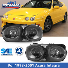 For 1998-2001 Acura Integra Headlights Front Projector Halo Headlamp Black Clear